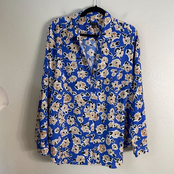 Ann Taylor Womens XL Floral Button Up Essential Shirt Long Sleeve Blouse Top - Picture 9 of 12